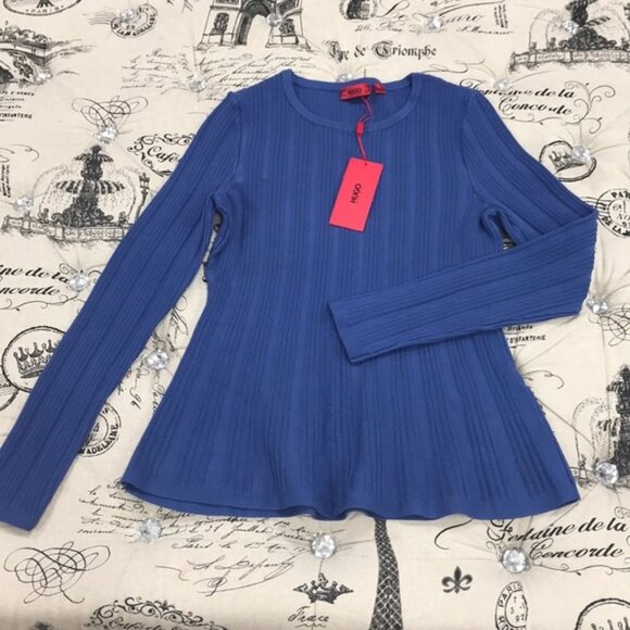 HUGO BOSS Sierita Peplum Ribbed Pullover - Picture 2 of 5